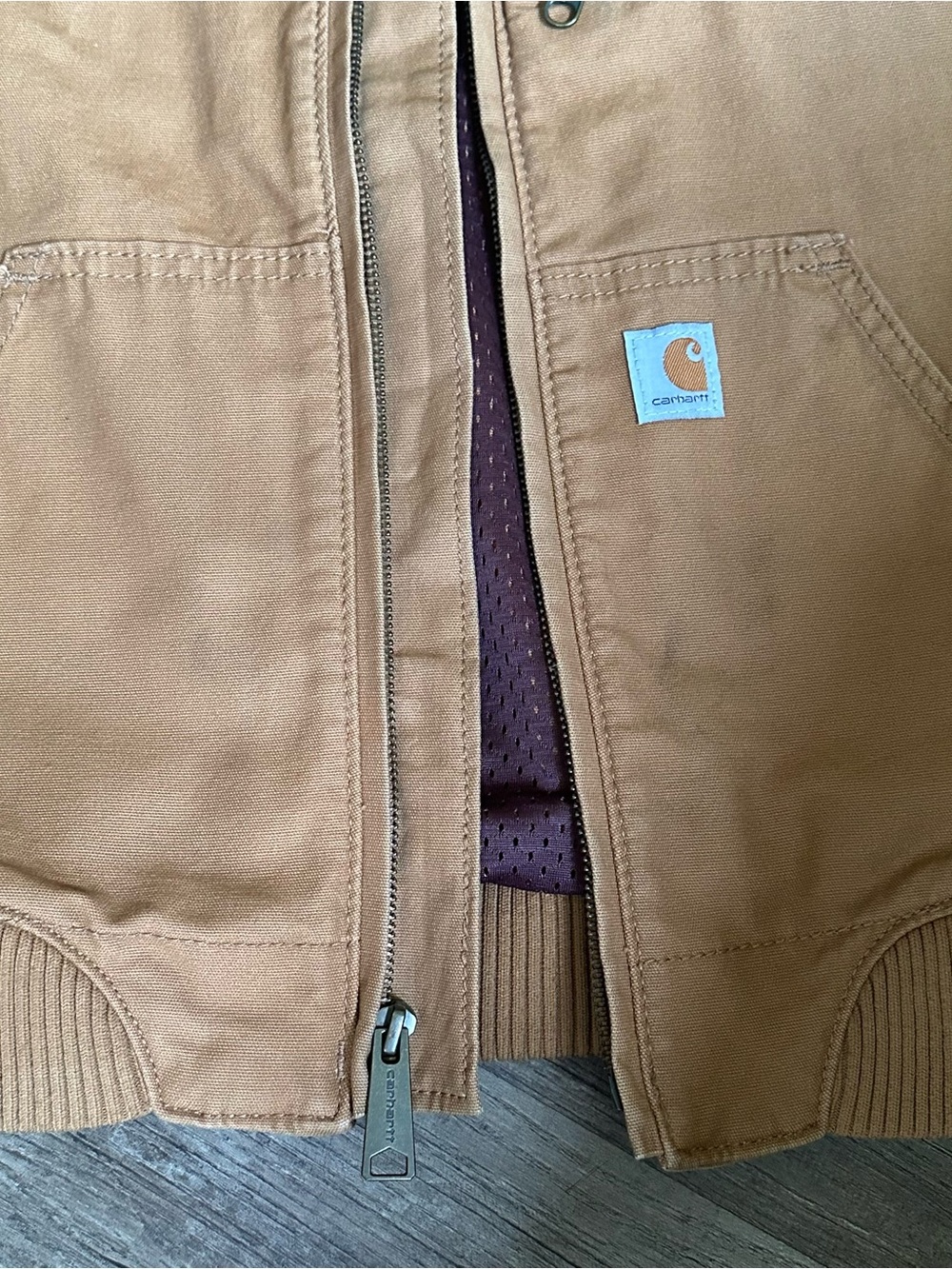 Women’s Small Carhartt Crawford Tan Workwear Bomber Jacket rugged flex fit - Picture 7 of 7